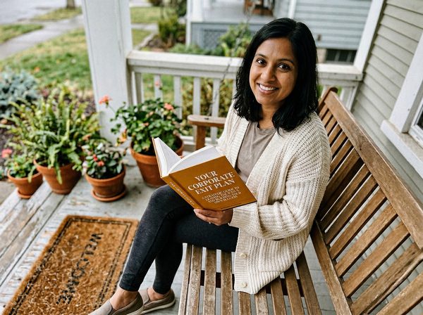 Customer holding Your Corporate Exit Plan book